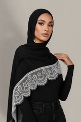 Lace Trim Modal Lace Hijab Scarf - 7 Colors