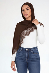 Lace Trim Modal Lace Hijab Scarf - 7 Colors