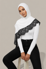 Lace Trim Modal Lace Hijab Scarf - 7 Colors